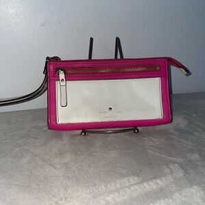 Kate Spade Leather Wristlet/Clutch Pink/White